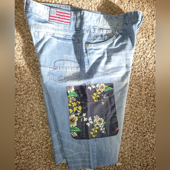 Parish Nation Distressed Denim Floral Pocket Jean Shorts - Picture 4 of 9